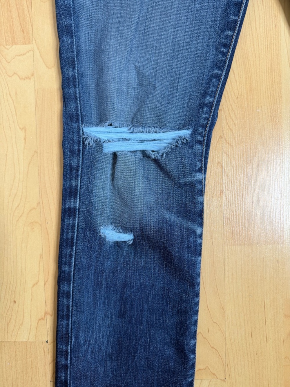 J Brand Blue Distressed Straight-Leg Jeans - Picture 4 of 11